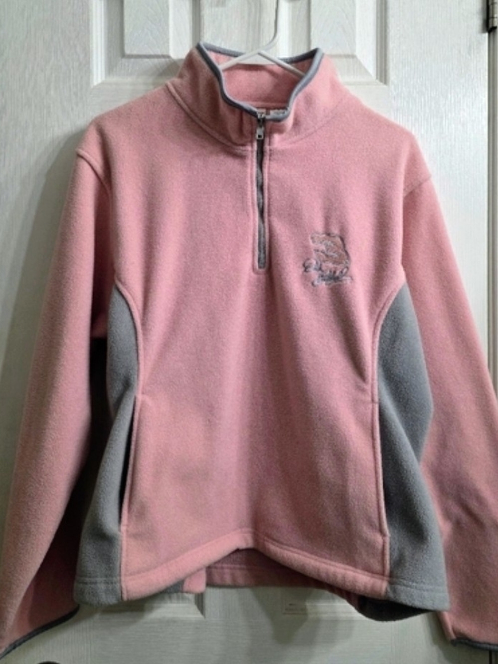 Girls' Pink & Gray Half-Zip Fleece Pullover Hoodie